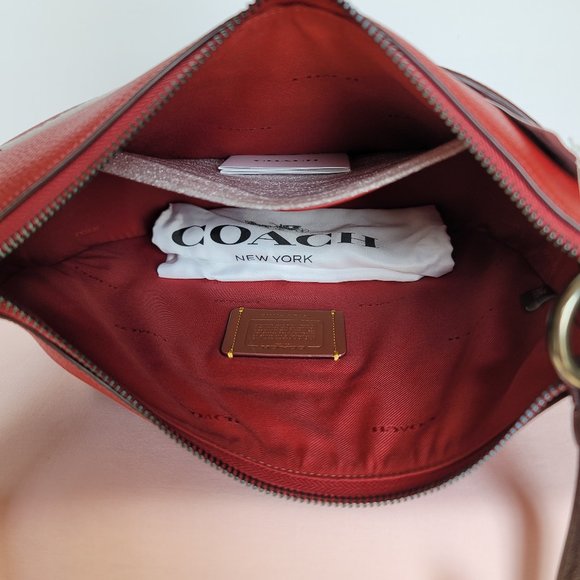 COACH Chaise Colorblock Pebbled Leather Crossbody-Brick Red Multi ⭐ - Picture 12 of 16